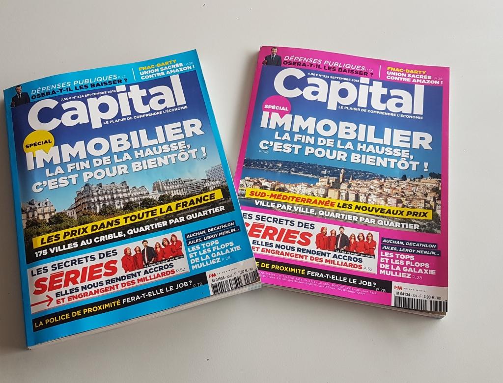 Pleine page dans le magazine CAPITAL spécial immobilier - Septembre 2018